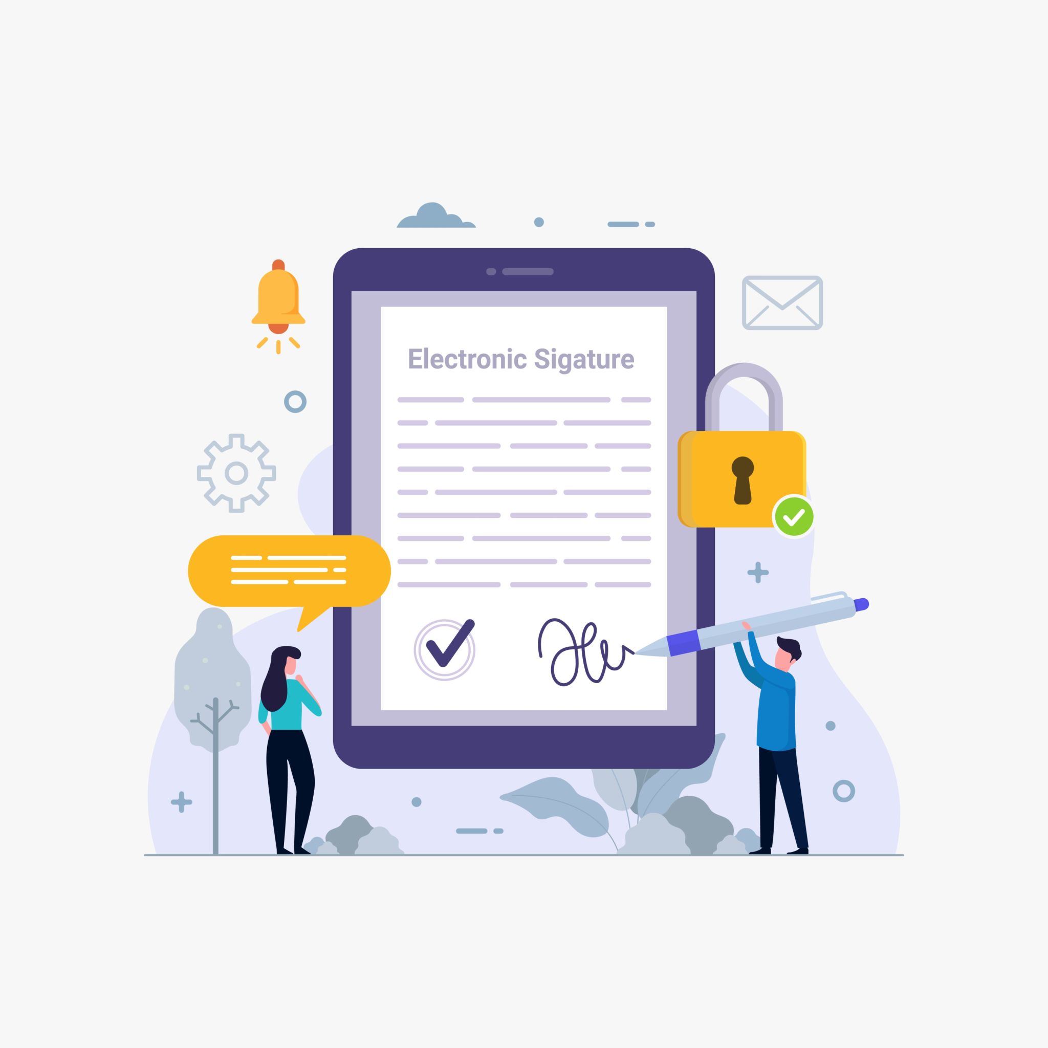 Electronic signature design concept. Digital signature vector illustration